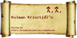 Kulman Krisztián névjegykártya