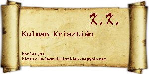 Kulman Krisztián névjegykártya